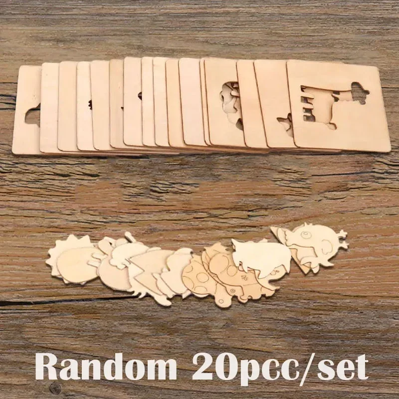 Imagen de 20 piezas Montessori juguetes de dibujo para niños, plantillas de pintura DIY de madera, plantilla, ...
