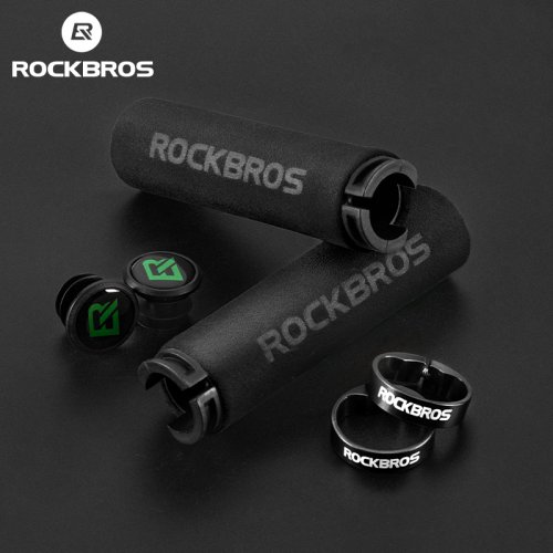 Immagine di Manopole da Ciclismo Rockbros in Spugna di Silicone Antiscivolo e Antiurto per Bici da Strada e MTB, Manubrio Ultraleggero