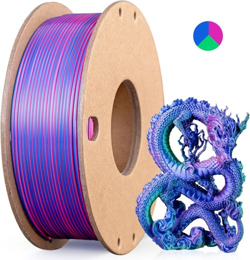 Afbeelding van Meerkleurig 3D-printerfilament, dubbele / drie kleuren 1,75 mm PLA zijdeglanzend printfilament, 250 ...