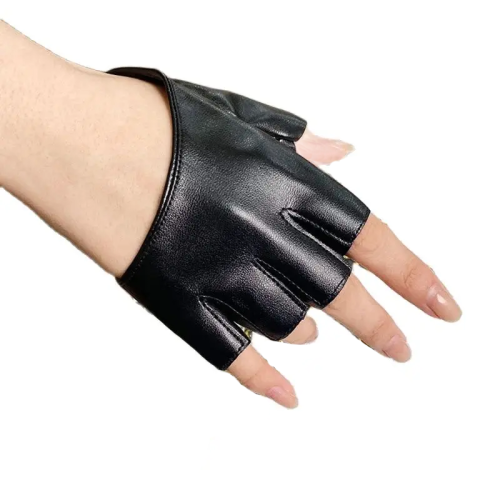 Zdjęcie Rękawiczki bez palców ze skóry Pu dla Goth Punk Rock Lolita Harajuku występ na scenie Party kobiety Lolita Cosplay rękawiczki z półpalcami