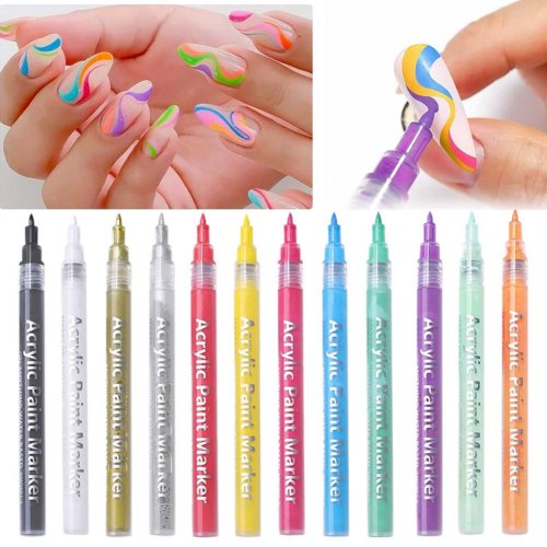 Afbeelding van Nail Art Graffiti Pen Sneldrogend DIY Nail Liner Pen Manicure Waterdicht Schilderen Liner Brush Nail Art Tekening Graffiti Pen uñas
