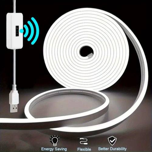 Imagen de Tira de Luces LED de Neón con Sensor de Movimiento, Interruptor Regulable por USB, Cuerda de Silicona Flexible y Resistente al Agua para Decoración Interior y Exterior