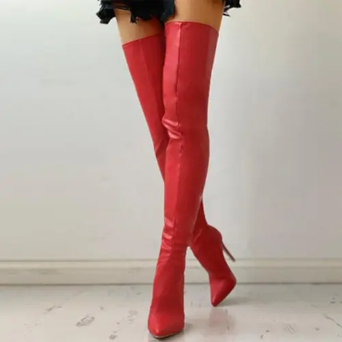 Image de Bottes Rouges à Talons Hauts Femme - Grande Taille 46