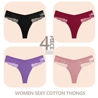 Image de Ensemble Lingerie 4 Pièces Dentelle & Coton