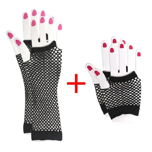 Image de Mitaines Noires Sexy en Maille - Style Punk Lolita