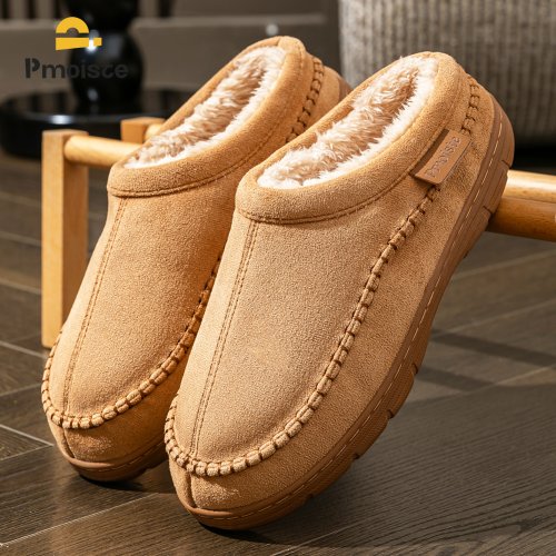 Immagine di Pantofole Invernali da Uomo con Suola in TPR, Pelle Scamosciata Sintetica Calda e Antiscivolo, Morbide con Cuscino Memory Foam per Interno Domestico