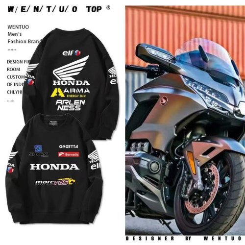 Afbeelding van Herfst Katoenen Heren Hoodie met Ronde Hals – Lange Mouwen Outdoor Motorrijden Top, Losse Fit voor Mannen en Vrouwen