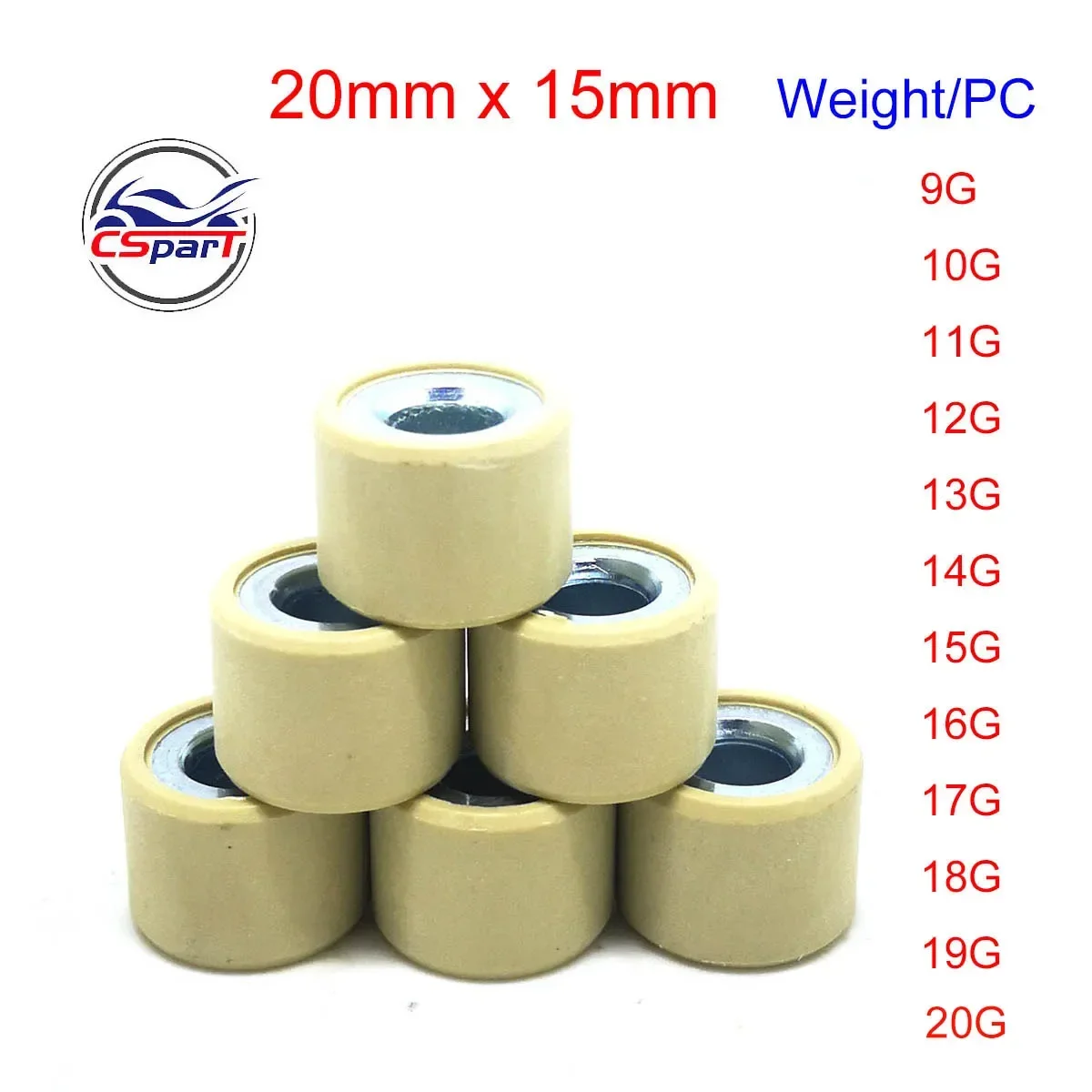 Imagen de Rodillo variador 20x15 9G 10G 11G 12G 13G 14G 15G 16G 17G 18G 19G 20G para PCX 125 150 160 HONDA SPI CLICK VARIO SYM SUZUKI KYMCO