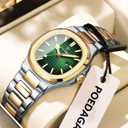 Imagen de Reloj de Pulsera Cuadrado de Lujo para Mujer con Correa de Acero Inoxidable, Resistente al Agua y Fecha Luminosa - Reloj de Cuarzo Moderno y Elegante