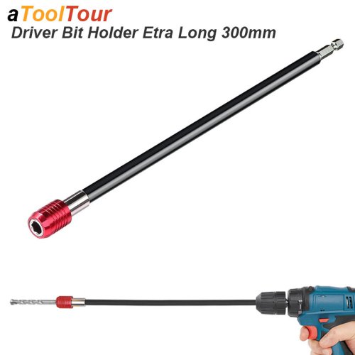 Afbeelding van Boorhouder Verlenging Magnetisch Extra lange schacht Snelsluiting Driver 1/4 inch Staafbevestiging Adapter Staaf 300 mm Handgereedschap