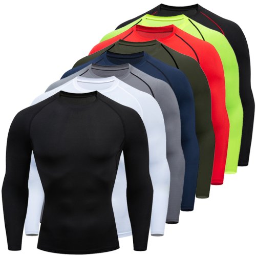 Zdjęcie Męska koszulka z długim rękawem Fitness Sportswear Wiosna Jesień Athletic Quick Dry T-shirt Gym Running Sports Outdoor Tops for Men