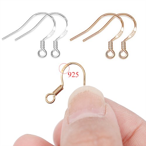 Afbeelding van 100 stks/partij Carven 925 Zilveren Koperen Oorbellen Sluitingen Haken Fittings DIY Sieraden Maken Accessoires Ijzeren Haak Slangetje Sieraden
