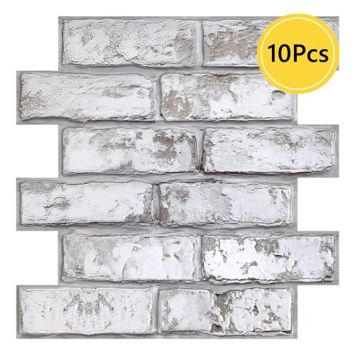 Zdjęcie 10-częściowy panel ścienny 3D Peel and Stick, naklejka ścienna 3D z cegły, naklejka samoprzylepna do kuchni, naklejki na płytki wodoodporne