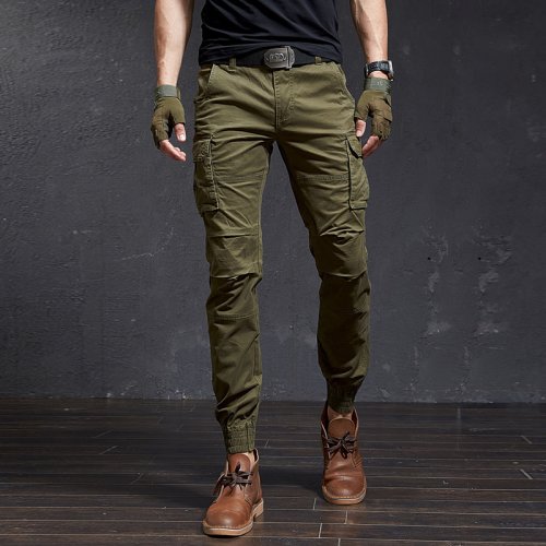 Immagine di Pantaloni Cargo Tattici Casual Mimetici Slim Fit per Uomo - Stile Streetwear Harajuku, Abbigliamento Maschile di Alta Qualità