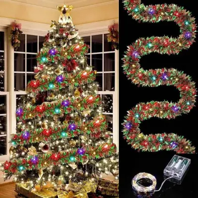 Image de Guirlande de Noël Métallique Brillante avec LED