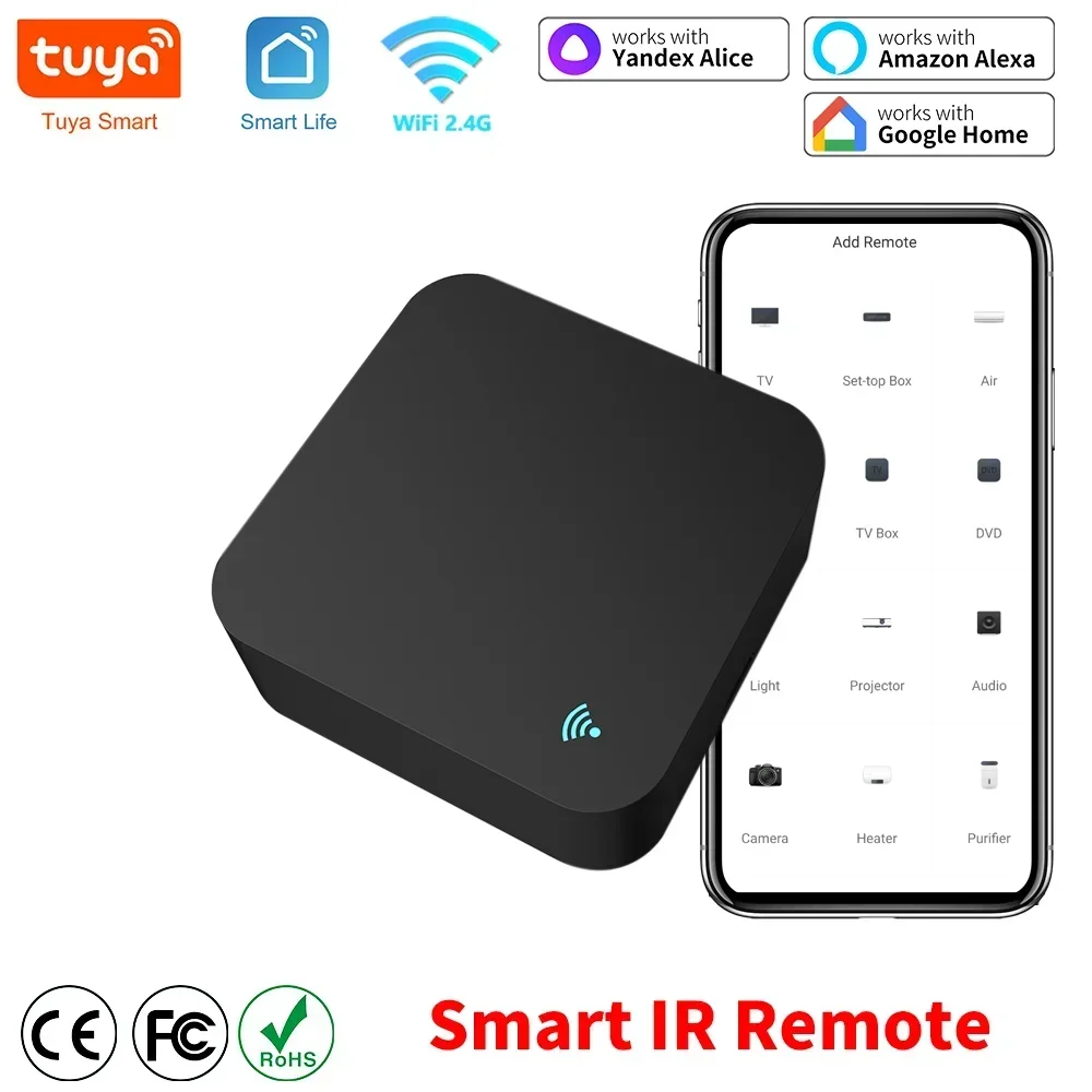 Image of Smart Universal Infrared Remote Control with Wi-Fi for TV, DVD, Audio, AC – Works with Alexa, Google Home & Tuya App