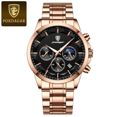 Image de Montre Homme Élégante en Acier Inoxydable - Chronographe Lumineux