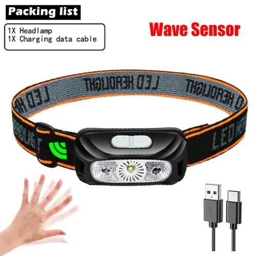 Image de Mini Lampe Frontale LED USB - Lumière Puissante pour Camping et Pêche