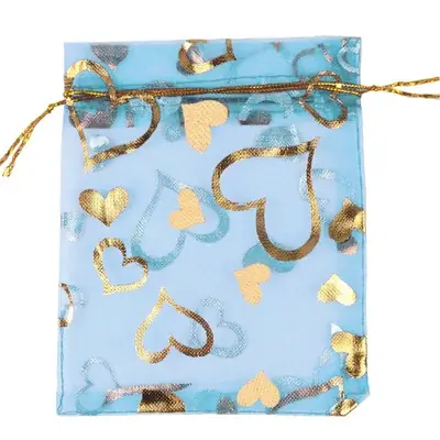 Image de Sacs Cœur Organza 7x9cm - 50 pcs