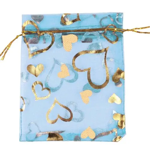 Image de Sacs Cœur Organza 7x9cm - 50 pcs