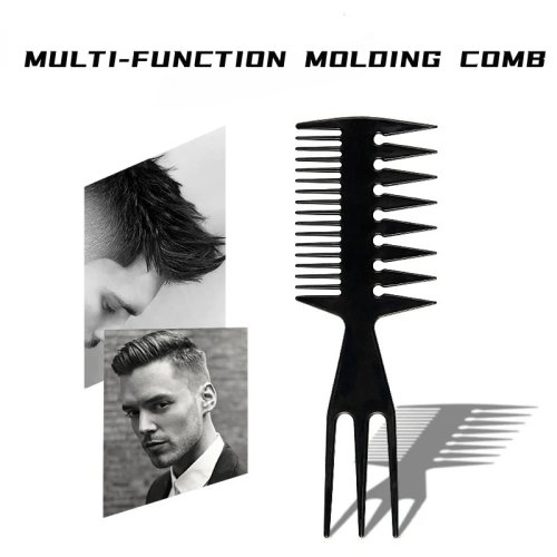 Imagen de Cepillo de Cabello con Dientes Grandes y Doble Cara en Forma de Hueso de Pescado – Herramienta Profesional para Peinar, Teñir y Estilizar el Cabello para Hombres