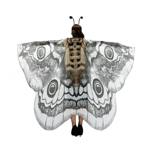 Image of Moth Wings Butterfly Wings Shawl Costume with Headband Mask Set Halloween Fairy Butterfly Cape Adult Festive Rave Swimsuit Cover
