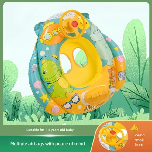 Image of Fun & Safe Baby Inflatable Swimming Ring with Steering Wheel Design – Perfect for Pool, Beach, and Water Play