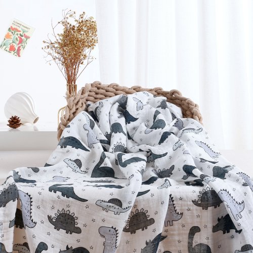 Bild von Happyflute 120*110CM Musselin Swaddle Für Neugeborene Bambus Baumwolle Sommer Decke Bett Tröster Nette Baby Decken