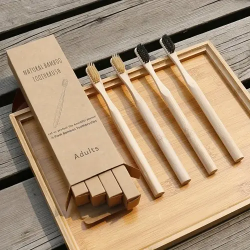 Image de Brosse à Dents Bambou Ultra Douce - 4 Pièces