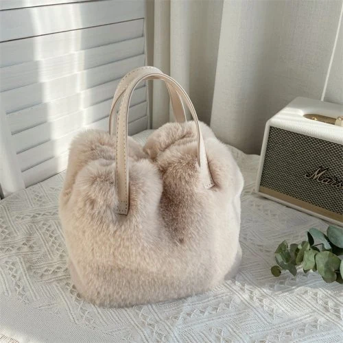 Beige bont emmer tas