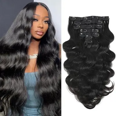 Image de Extensions de Cheveux Remy Clip-In 100% Naturelles - Vague de Corps
