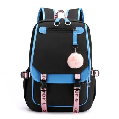 Image de Sac à dos scolaire coréen mignon noir & blanc pour ado