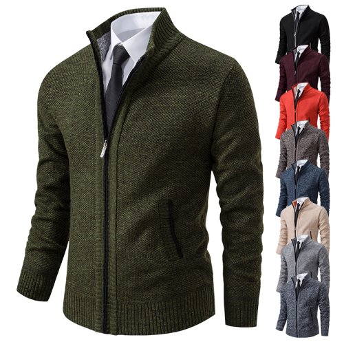 Herfst- en Winterjas voor Heren – Casual Fleece Vest met Opstaande Kraag en Ritssluiting in Effen Kleur