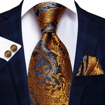 Image de Cravate Homme Noir Paisley - Élégante & Formelle