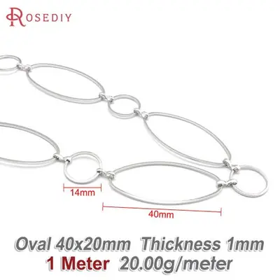 Image de Chaînes de Collier en Laiton - 1m, 12mm & 8mm - Faites à la Main
