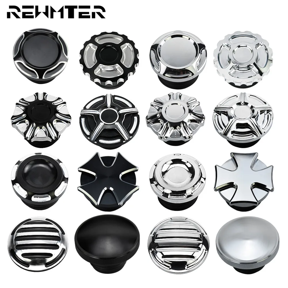 Immagine di Tappo Olio Decorativo Ventilato in Alluminio CNC per Serbatoio Carburante Moto - Compatibile con Harley-Davidson Touring, Road King, Softail, Dyna, Sportster XL 1200 e 883