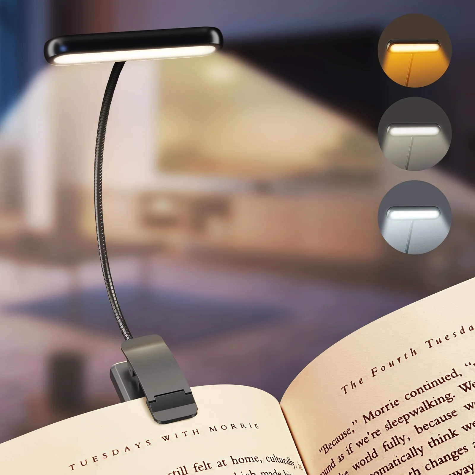 Image de Lampe de Lecture Portable avec Clip - Rechargeable USB