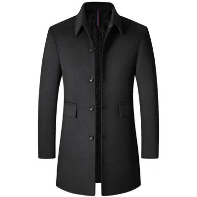Image de Manteau d'hiver homme en laine longue col rabattable