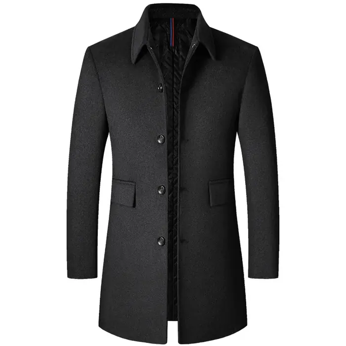 Image de Manteau d'hiver homme en laine longue col rabattable