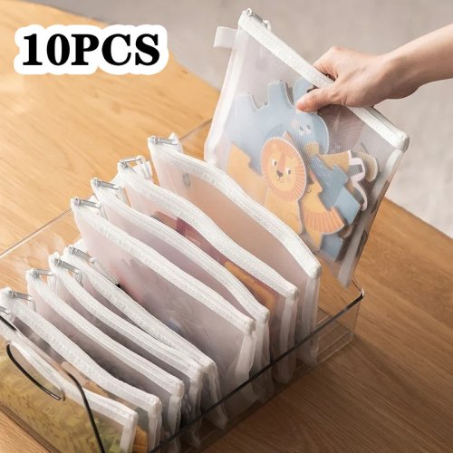 Zdjęcie 10 szt. Torba do przechowywania zabawek klocki do budowy puzzle torba do pakowania dzieci mały zamek błyskawiczny przezroczyste wykończenie pudełko do przechowywania
