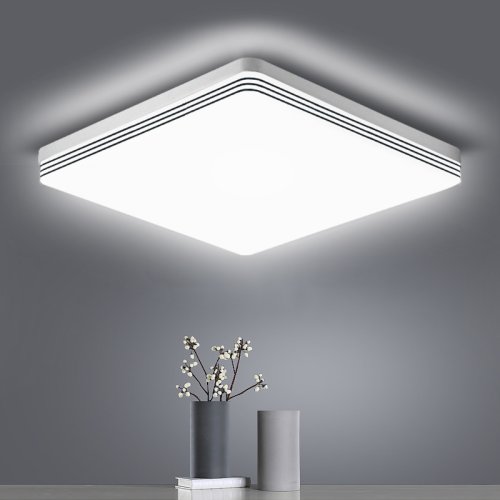 Imagen de Lámpara de techo LED cuadrada moderna con luz regulable en blanco neutro, blanco frío y blanco cálido – 48W, 36W, 24W, 18W – Ideal para dormitorios, salas de estar y espacios interiores