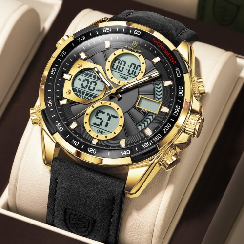 Imagen de Reloj POEDAGAR LED de lujo para hombre, Reloj luminoso con fecha semanal, pantalla de doble horario,...