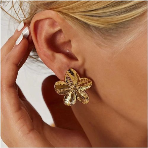 Image de Boucles d'oreilles Fleurs Acier Inoxydable - Tendance & Élégantes