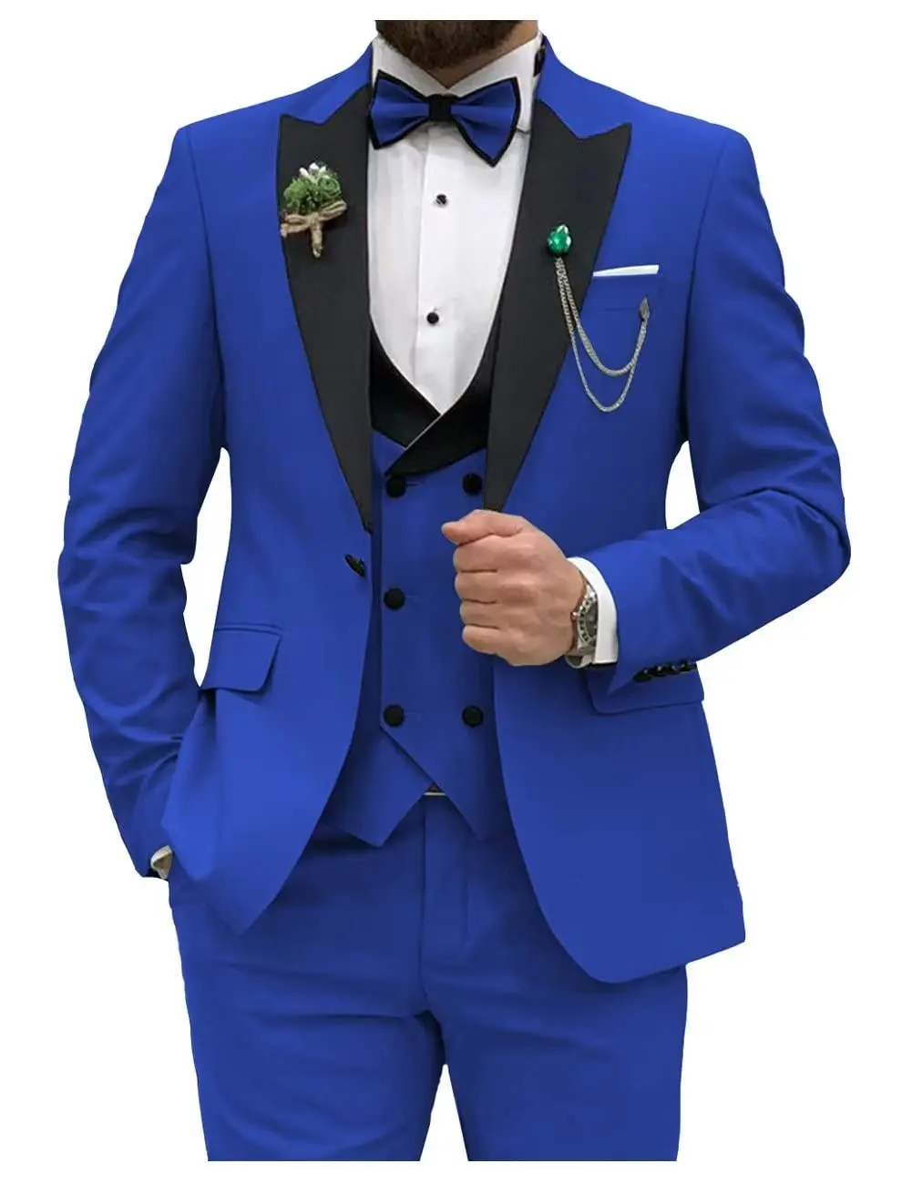 Image de Costume Homme Bleu Royal 3 Pièces Coupe Cintrée
