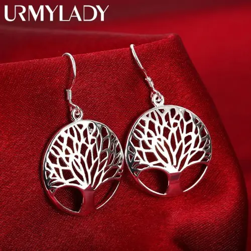 Image de Boucles d'oreilles Arbre Sculpté en Argent Sterling 925