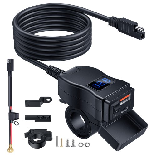 Image of Anchtek 6-Port 12V Motorcycle USB Charger with Quick Charge 3.0 and Type-C PD for Phone Charging on the Go