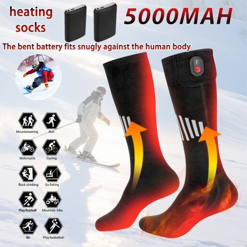 Image of Rechargeable Electric Heated Socks for Winter Skiing and Outdoor Activities – 5000mAh Battery, Warm Comfort for Men and Women