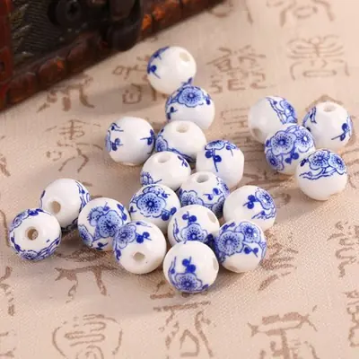 Perles Céramique Fleurs 6-12mm - Lot de 10 pour Bijoux DIY