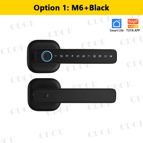 Zdjęcie CDOK 2025 Nowy inteligentny zamek M6 Tuya Bluetooth, zamek do drzwi, blokada linii papilarnych, blokada hasła, wiele metod odblokowywania