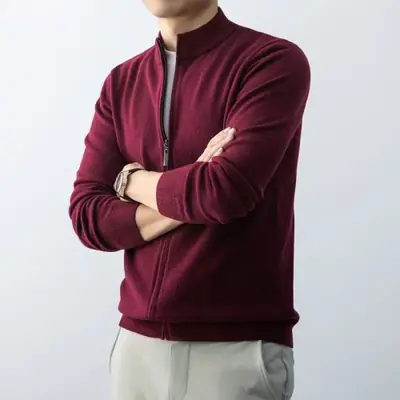 Image de Cardigan Homme à Fermeture Éclair - Pull Chaud & Ajusté